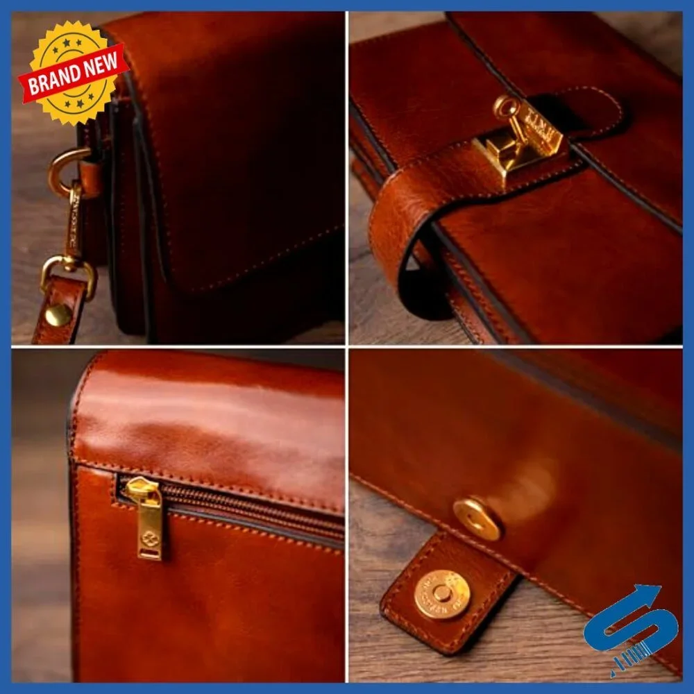 Italian Leather Wristlet Clutch Organizer Briefcase Compact Size
